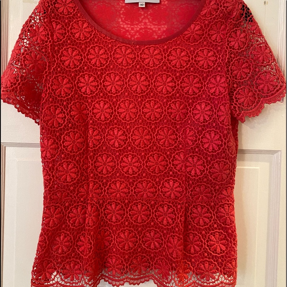 Donna Degan Lace peplum top